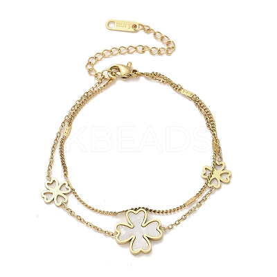 304 Stainless Steel Shell Pearl Pendant Multi-strand Bracelets BJEW-U028-01G-1