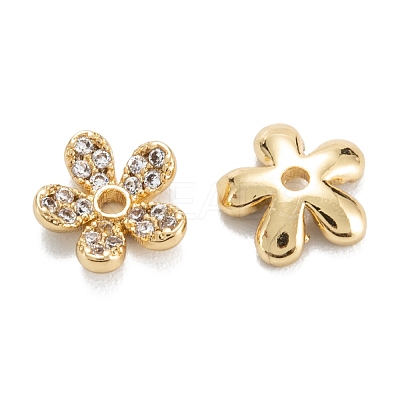 Brass Micro Pave Clear Cubic Zirconia Beads ZIRC-G170-04G-1