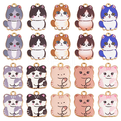 20Pcs 10 Styles Printed Alloy Pendants FIND-PH0021-07-1