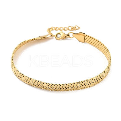 Ion Plating(IP) 304 Stainless Steel Herringbone Chain Bracelet BJEW-D028-02D-01G-1