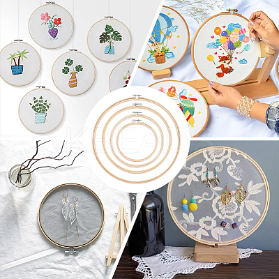 4Pcs 4 Styles Bamboo Cross Stitch Embroidery Hoops DIY-HY0001-76-1