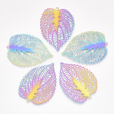 Ion Plating(IP) 201 Stainless Steel Filigree Pendants STAS-S108-36-1