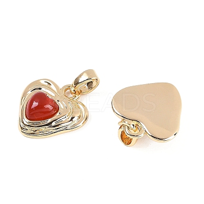 Natural Carnelian(Dyed & Heated) Heart Charms KK-U043-51G-01-1