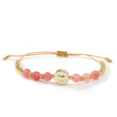 Minimalist Adjustable Synthetic Watermelon Stone Glass Beads Braided Bead Bracelets SR5600-3-1
