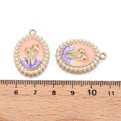 Rack Plating Alloy Enamel Pendants ENAM-N056-408B-1