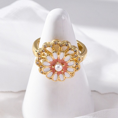 Dasiy Rotatable Open Cuff Rings for Women RJEW-C118-06G-1