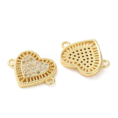 Rack Plating Brass Cubic Zirconia Heart Connector Charms KK-C084-08F-G-1
