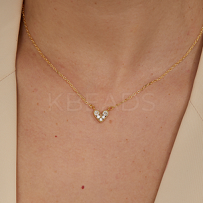 Golden Brass Heart Pendant Necklace for Women WZ0134-2-1-1