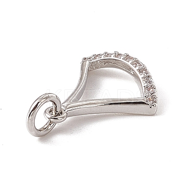 Brass Micro Pave Clear Cubic Zirconia Ginkgo Leaf Charms ZIRC-F132-85P-1