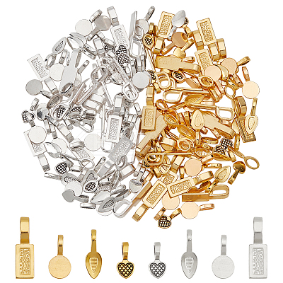 160Pcs 8 Style Tibetan Style Alloy Glue-on Flat Pad Bails TIBE-NB0001-26-1