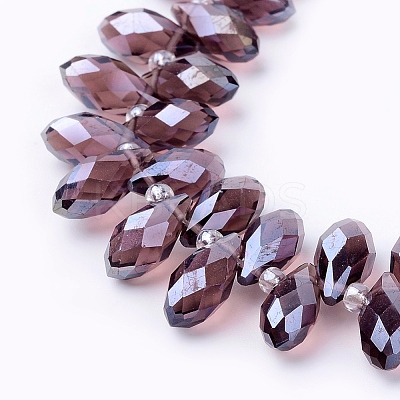 Electroplate Glass Faceted Teardrop Beads Strands EGLA-D014-03-1