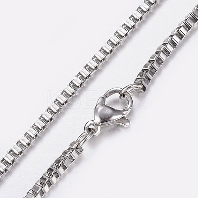 Non-Tarnish 201 Stainless Steel Box Chain Necklaces LS-NJEW-I205-20P-2MM-1