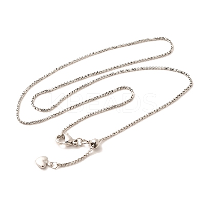 1mm Rack Plating Brass Box Chain Adjustable Slider Necklaces for Women Men MAK-L044-08P-1