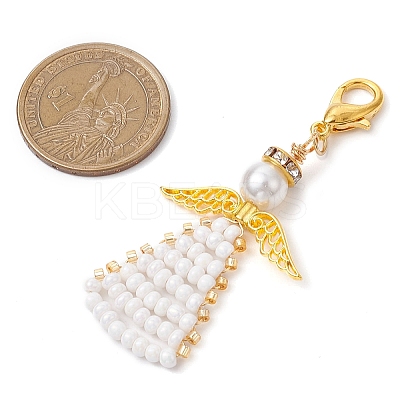 Angel Glass Seed Beads Pendants Decrotions HJEW-MZ00113-02-1