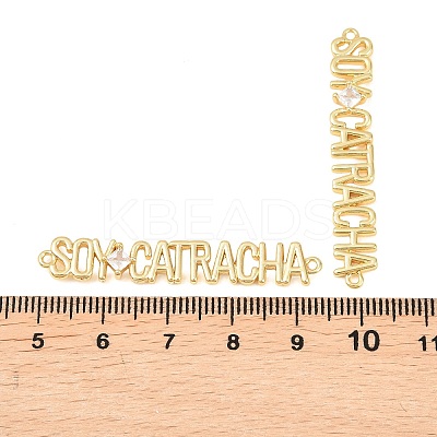 Brass Pave Clear Cubic Zirconia Connector Charm KK-F931-25G-1