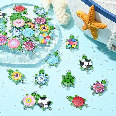 60Pcs 15 Styles Alloy Enamel Connector Charms ENAM-CJ0004-40-1