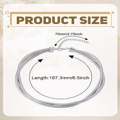 1Pc Stainless Steel Snake Chain 3 Strand Choker Necklaces for Women NJEW-LP0006-01P-1