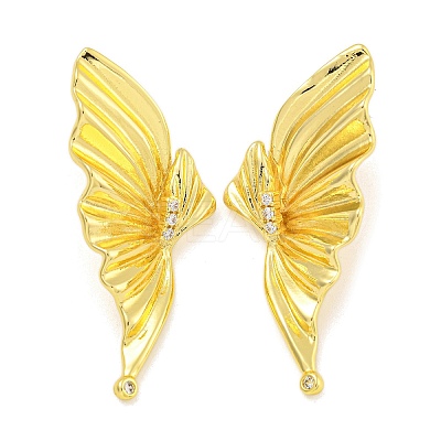 Rack Plating Butterfly Brass Micro Pave Clear Cubic Zirconia Stud Earrings EJEW-I313-08G-1