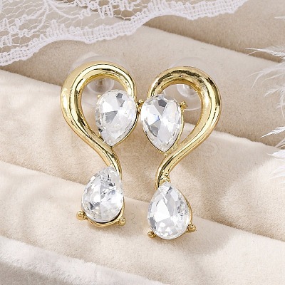 Alloy Rhinestones Stud Earrings EJEW-M075-04G-01-1