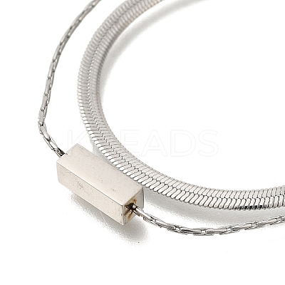 201 Stainless Steel Double Layer Snake Chain Necklaces STAS-B076-05P-1