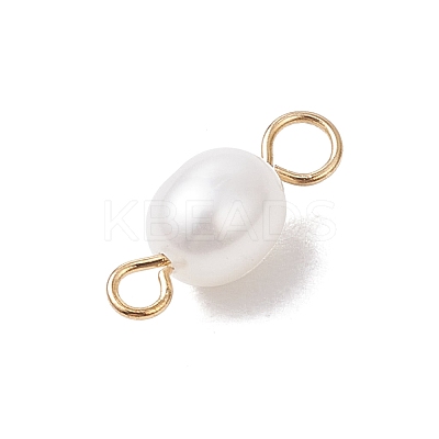 Natural Cultured Freshwater Pearl Rice Connector Charms PALLOY-JF04186-02-1
