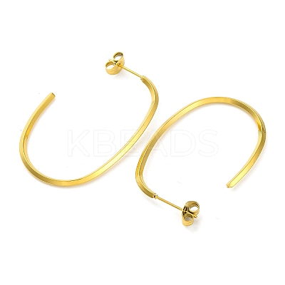 Ion Plating(IP) 304 Stainless Steel Oval Stud Earrings EJEW-K295-02G-1