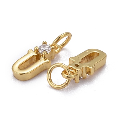 Brass Micro Pave Clear Cubic Zirconia Pendants ZIRC-Z011-35U-1