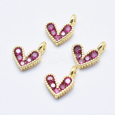 Brass Micro Pave Cubic Zirconia Charms ZIRC-J040-08G-NR-1