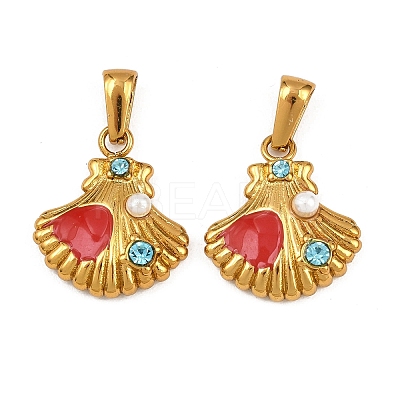 304 Stainless Steel Rhinestone Pendants STAS-P438-02G-1