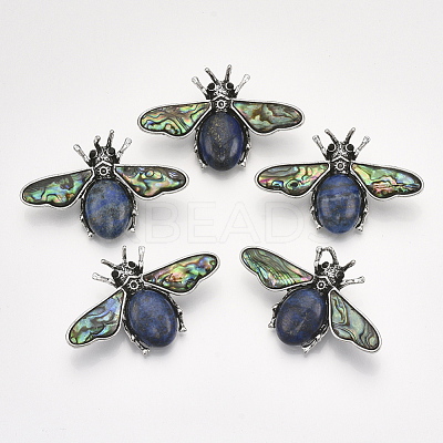 Natural Lapis Lazuli Brooches/Pendants G-S353-08D-1