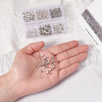 300Pcs 6 Style Tibetan Style Alloy Spacer Beads TIBE-YW0001-24-1