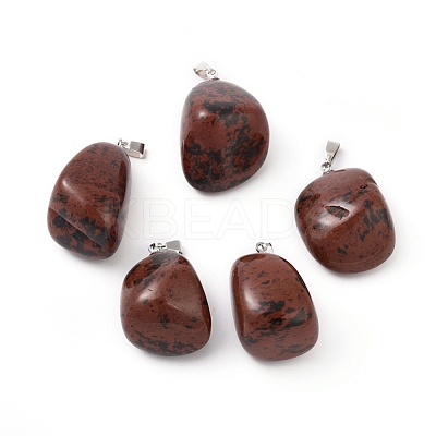 Natural Mahogany Obsidian Pendants G-K302-B03-1