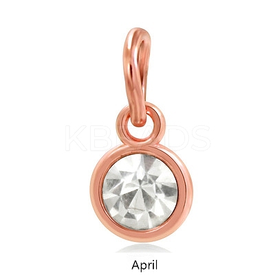 Rose Gold Plated Alloy Glass Rhinestone Charms PALLOY-TAC0016-A04-RG-1