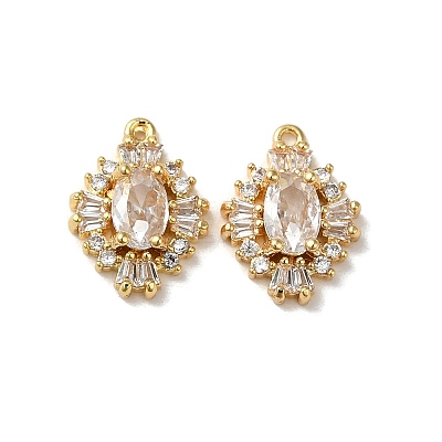 Brass Micro Pave Cubic Zirconia Pendants KK-B079-08G-1