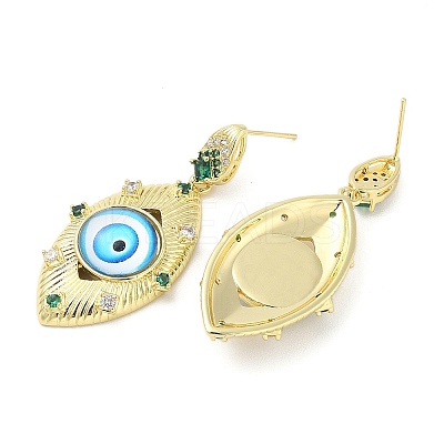 Rack Plating Brass Micro Pave Clear Cubic Zirconia Stud Earrings for Women EJEW-M260-23G-02-1