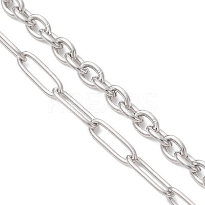 304 Stainless Steel Paperclip Chain Cable Chain Lariat Y Necklaces NJEW-JN05785-1