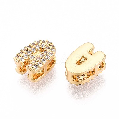 Brass Micro Pave Clear Cubic Zirconia Beads KK-T071-17G-A-1