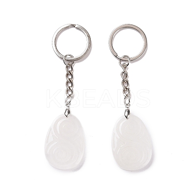 Natural Quartz Crystal Teardrop with Spiral Pendant Keychain KEYC-A031-02P-06-1