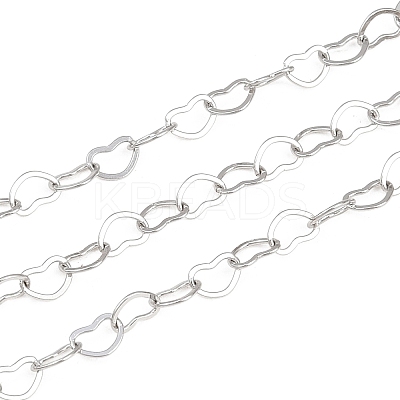 304 Stainless Steel Heart Link Chains CHS-C013-04P-01-1