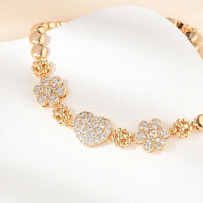 Brass Micro Pave Cubic Zirconia Link Chain Bracelets KK-R217-40G-1