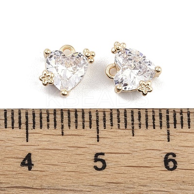Brass Micro Pave Clear Cubic Zirconia Pendants X-KK-K351-45B-G-1