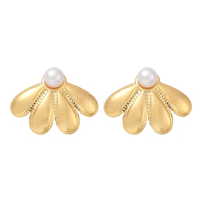 304 Stainless Steel ABS Plastic Pearl Stud Earrings LS-STAS-D368-01D-G-1