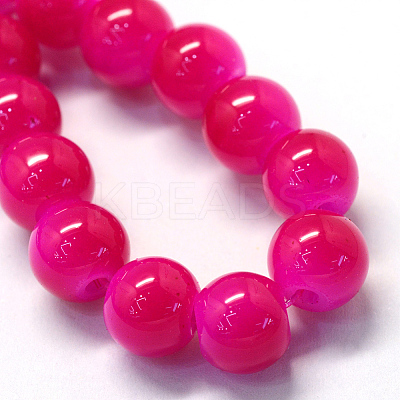 Baking Paint Imitation Jade Glass Round Bead Strands X-DGLA-Q021-4mm-04-1