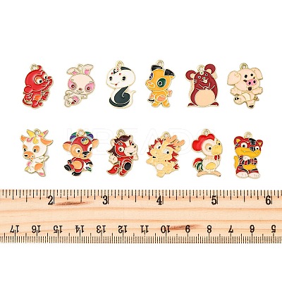 12Pcs 12 Styles Alloy Enamel Pendants ENAM-FP0001-88-1