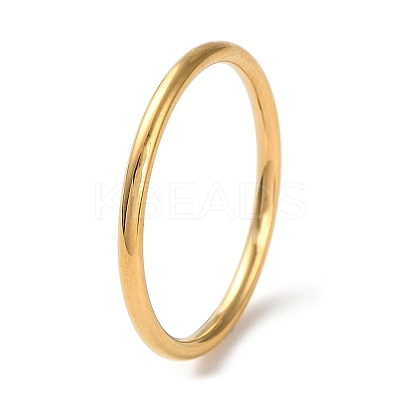 Ion Plating(IP) 304 Stainless Steel Simple Plain Band Finger Ring for Women Men RJEW-F152-04G-1