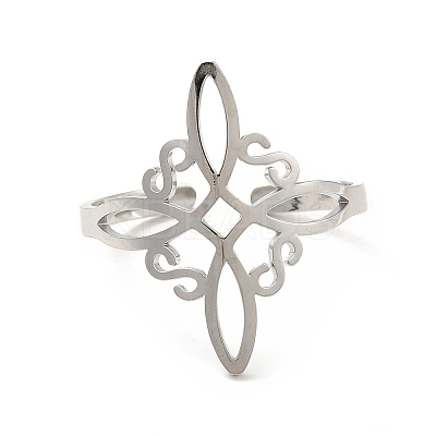 Non-Tarnish 304 Stainless Steel Sailor's Knot Open Cuff Ring RJEW-F128-01P-1