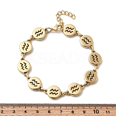 12 Constellations 304 Stainless Steel Link Chain Bracelets BJEW-I239-01G-10-1