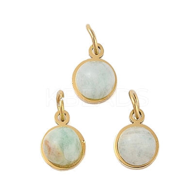 Ion Plating(IP) Natural Amazonite Half Round Charms with Jump Ring STAS-A097-05G-13-1