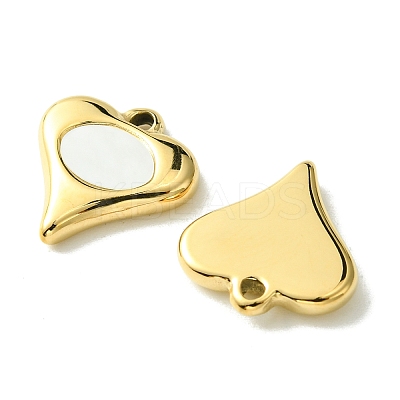 Ion Plating(IP) 304 Stainless Steel Pave Shell Heart Charms FIND-Z028-23G-1