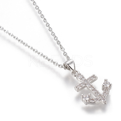 Brass Micro Pave Cubic Zirconia Pendant Necklaces NJEW-I230-09-1